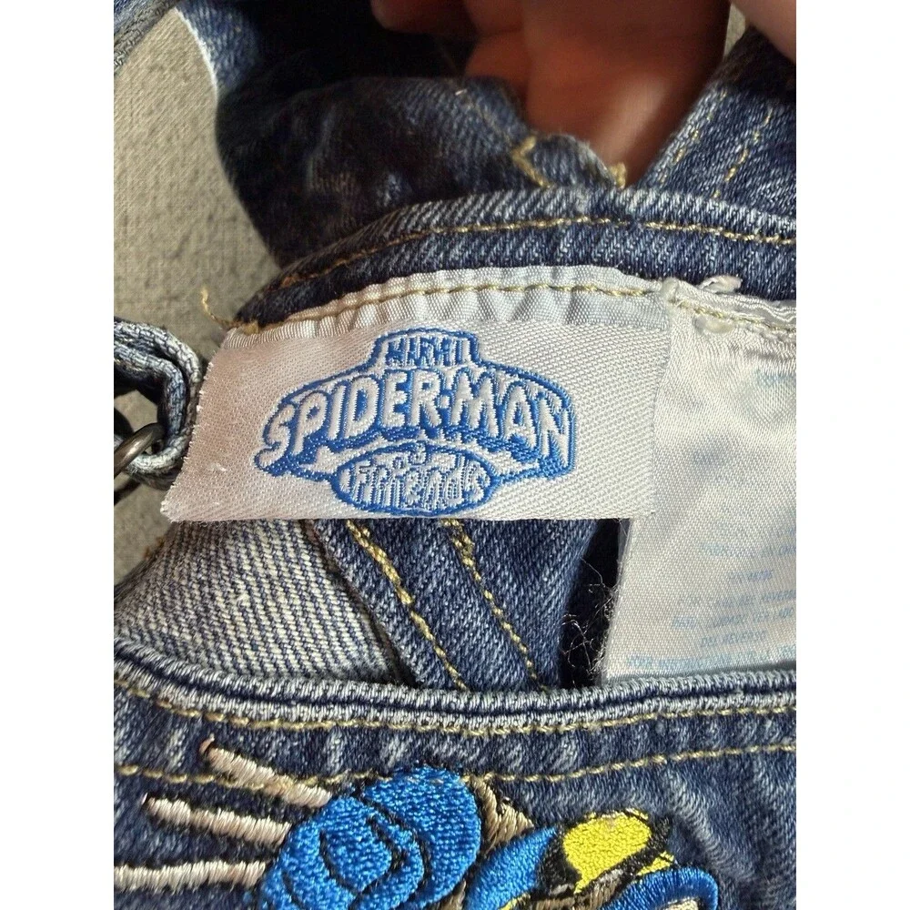 Vintage Marvel Spider-Man & Friends Overalls Sz 18M Embroidered Denim Wolverine